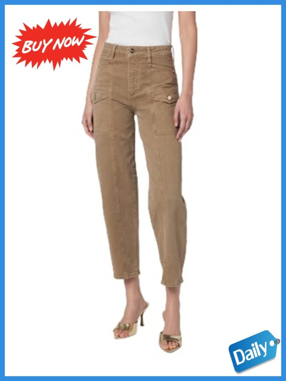 PAIGE Women's Alexis Cargo Pants High Rise Straight Leg Stretch Denim